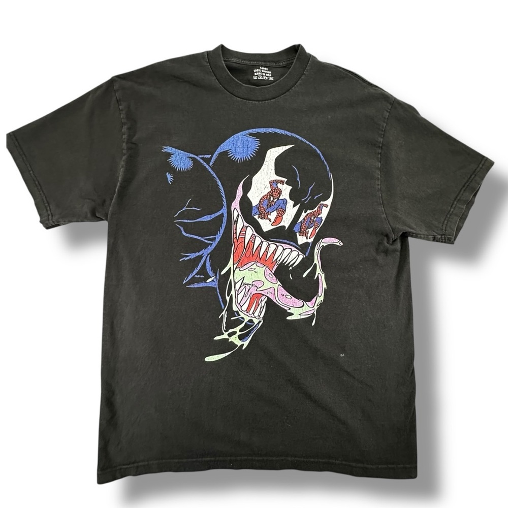 Vintage Style Venom Graphic T-Shirt Heavy Cotton Oversized Fit Size L Black